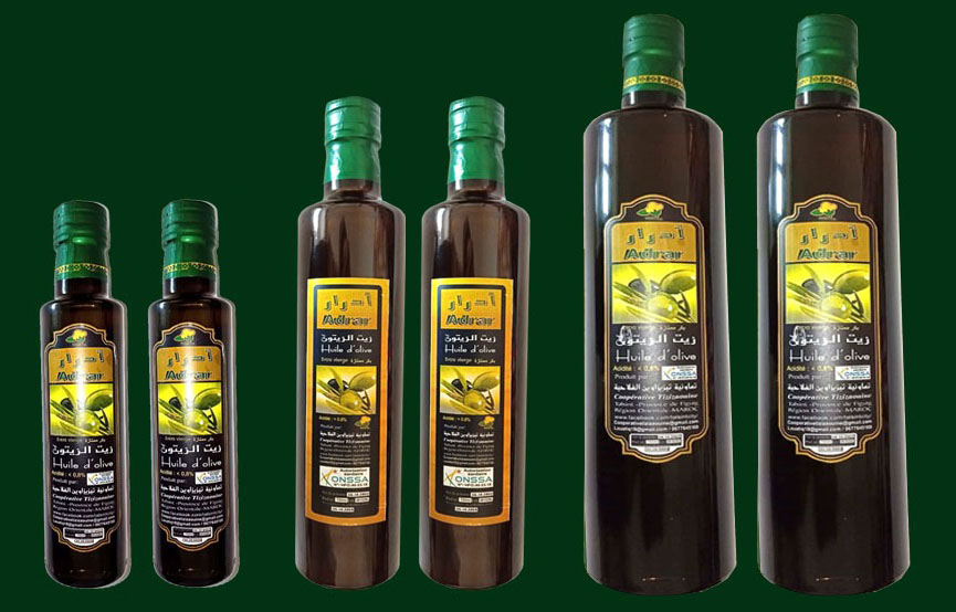 Huile d'olive Adrar - bouteilles 750ml, 500ml, 250ml